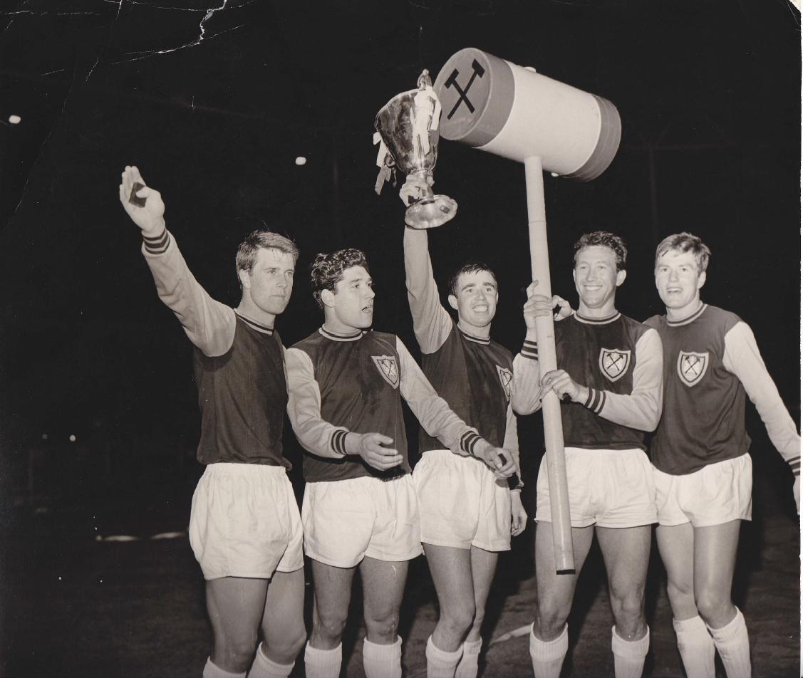 Ronnie Boyce and his teammates celebrate winning the European Cup Winners' Cup in 1965